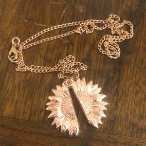 Rose Gold Two Piece Sunflower necklace for hidden charm